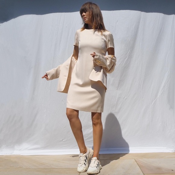 Dresses & Skirts - ⛔️SOLD⛔️ VINTAGE SILK CHAMPAGNE COLOUR DRESS AND JACKET TWO PIECE MATCHING SET